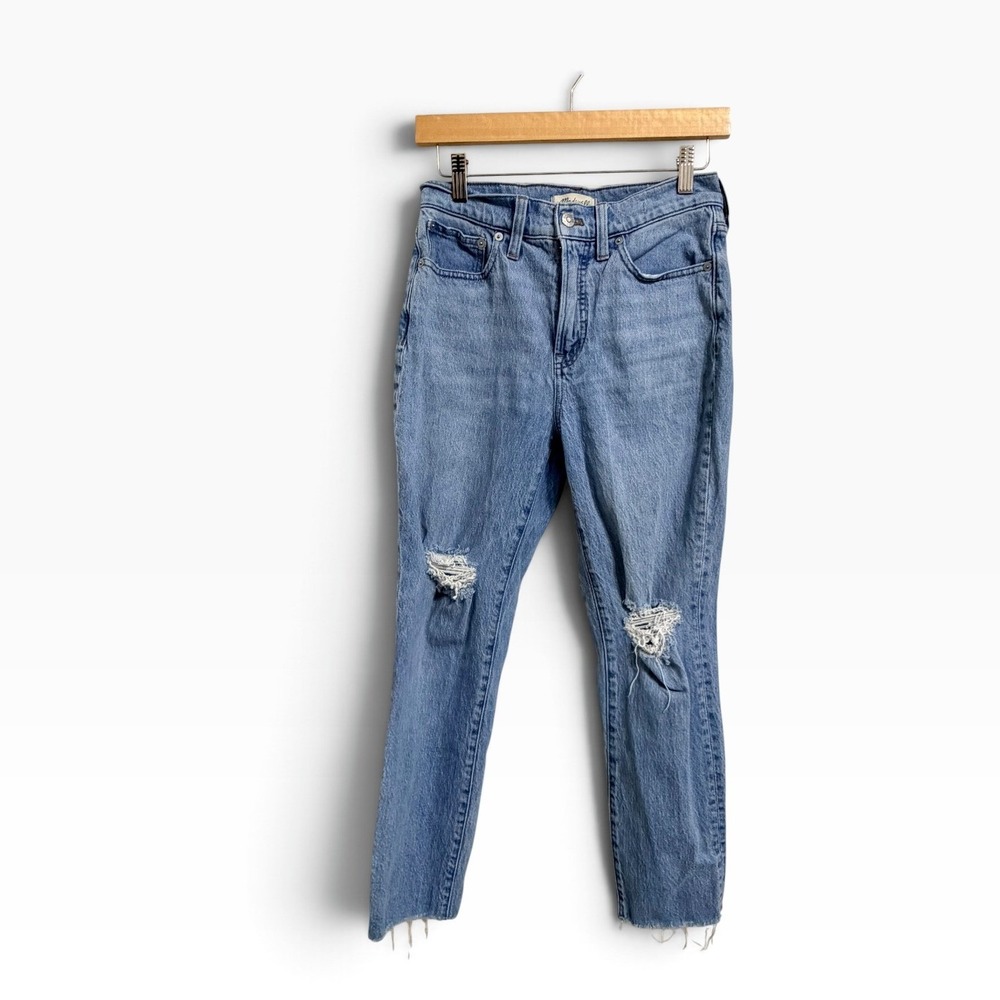 Madewell The Perfect Vintage Jean Distressed High Rise straight Denim 27P